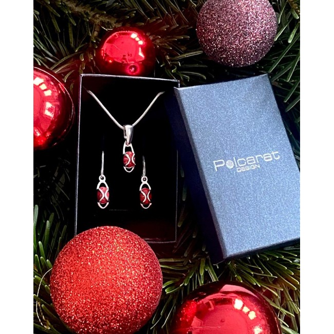 Silver set with beads KPL 1626 Coral