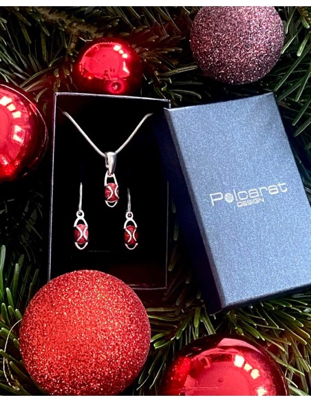 Silver set with beads KPL 1626 Coral