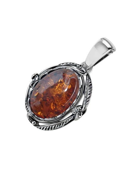 Srebrny wisiorek z bursztynem W 2125