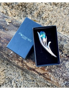 Silver Flower Brooch Decorated with Crystal B 134 Polcarat Design 2