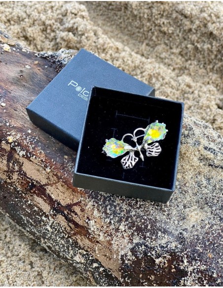 Silver Butterfly brooch decorated with crystal B 149