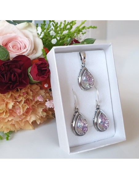 K 2107 Silver Crystal Earrings - Polcarat Design