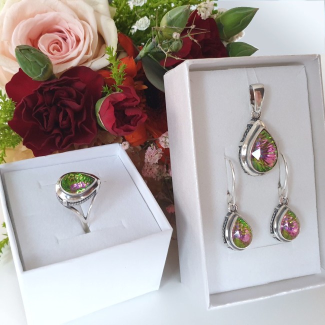 K 2107 Silver Crystal Earrings - Polcarat Design