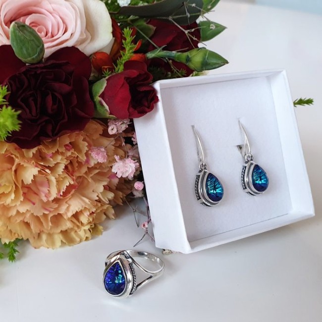 K 2107 Silver Crystal Earrings - Polcarat Design