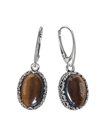 Tiger eye silver earrings