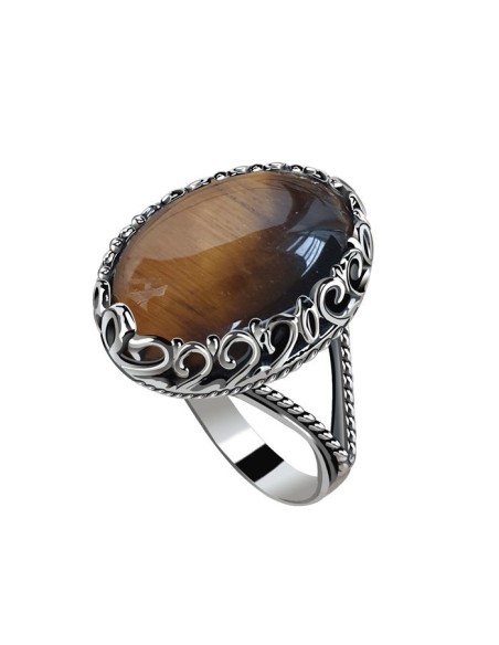 Silver tiger eye ring pk 2127 Polcarat Design