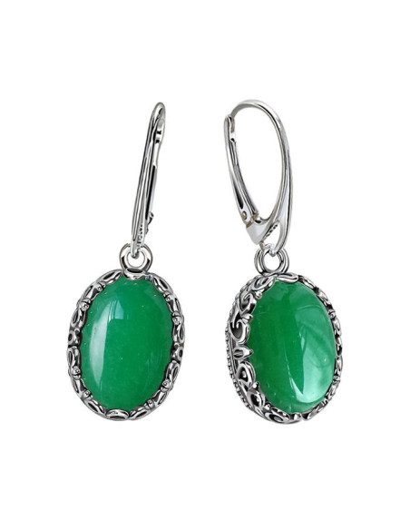 Silver earrings with green agate K 2127