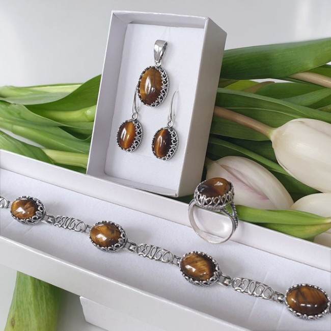 Silver bracelet Tiger's Eye L 2127 Polcarat Design