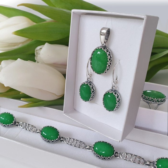 Silver ring with green agate pk 2127 Polcarat Design