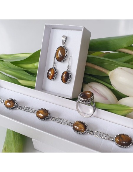 Silver tiger eye ring pk 2127 Polcarat Design