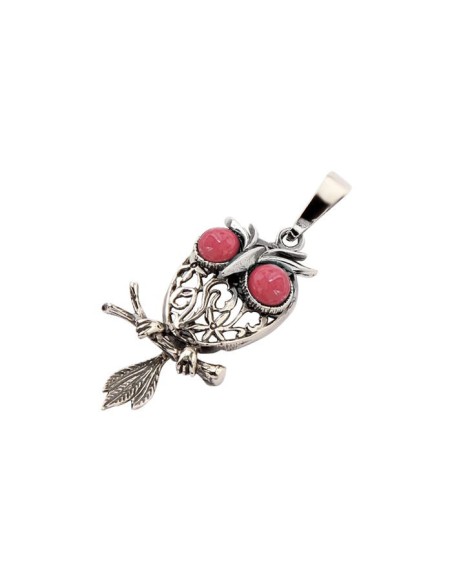 Silver pendant with coral OWL W 1669