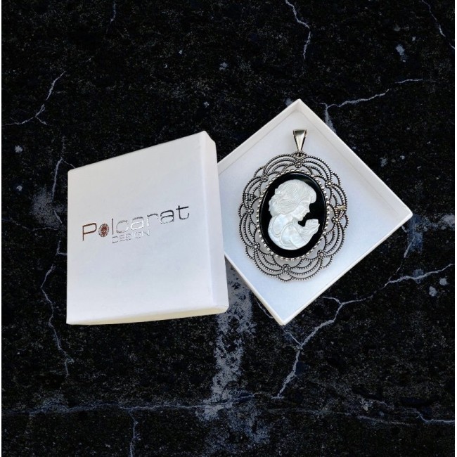 Silver pendant brooch cameo W 1641