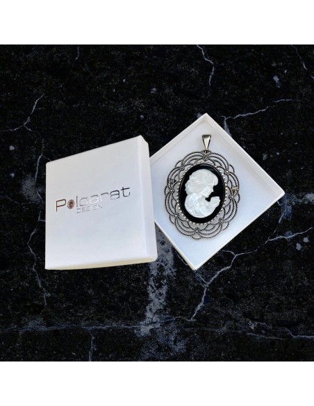 Silver pendant brooch cameo W 1641