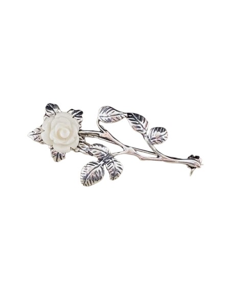 Silver rose brooch b 4002