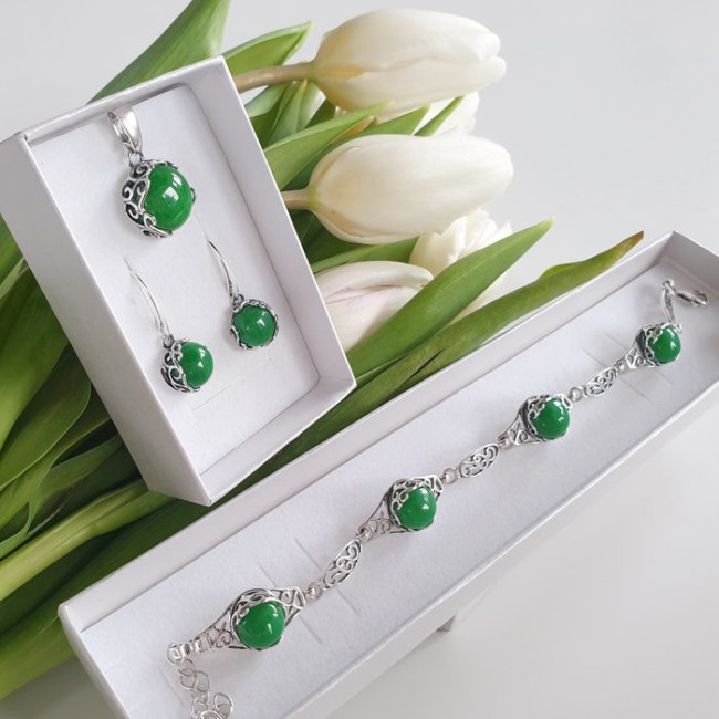 Silver ring with green agate pk 2135 Polcarat Design