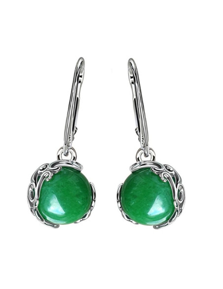 Silver earrings with green agate K 2135 Silver earrings with green agate K 2135