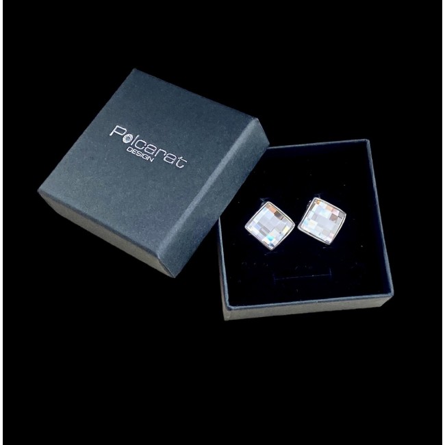 Klipsy srebrne z kryształami Swarovskiego 1583 Klipsy Crystal AB|Polcaratdesign.pl Biżuteria