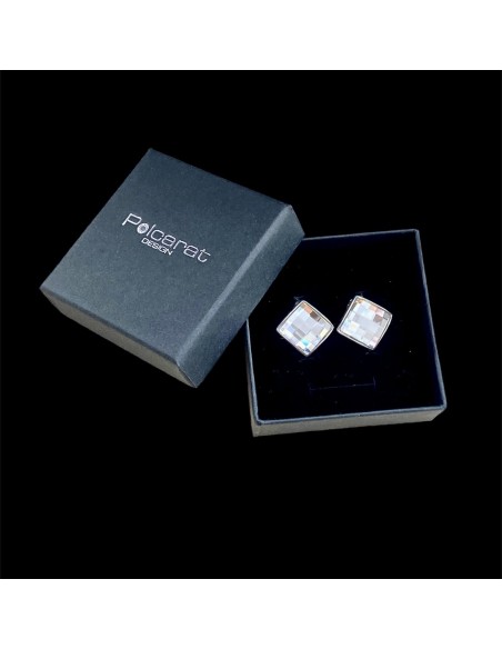 Klipsy srebrne z kryształami Swarovskiego 1583 Klipsy Crystal AB|Polcaratdesign.pl Biżuteria