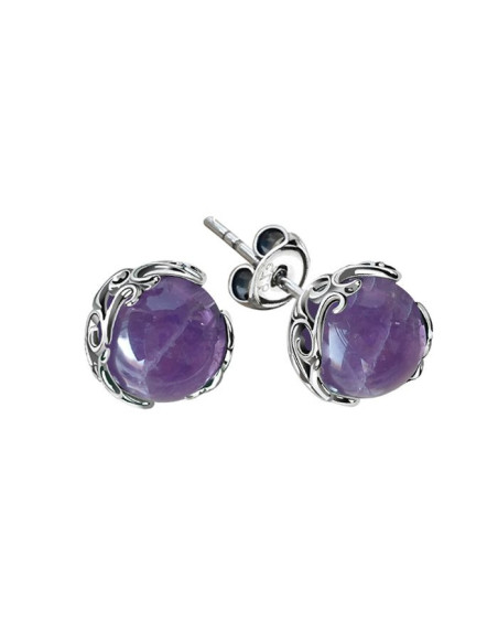 K2 2135 Polcarat Design Amethyst Silver Earrings