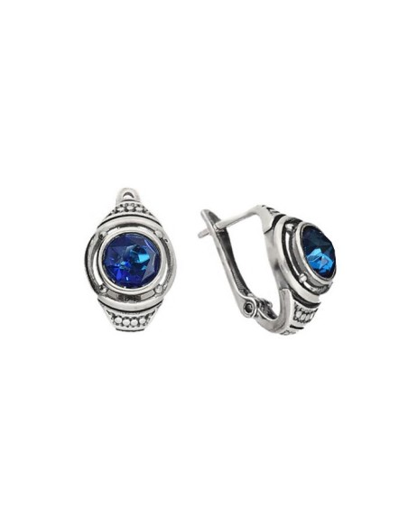 Silver Oxidized Earrings with K3 1882 Polcarat Design Crystal Silver Oxidized Earrings with K3 1882 Polcarat Design Crystal