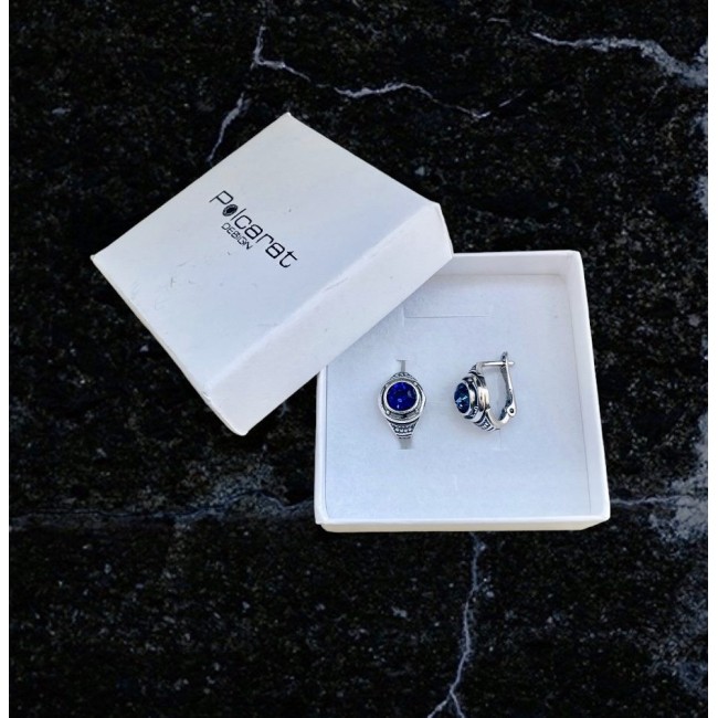 Silver Oxidized Earrings with K3 1882 Polcarat Design Crystal