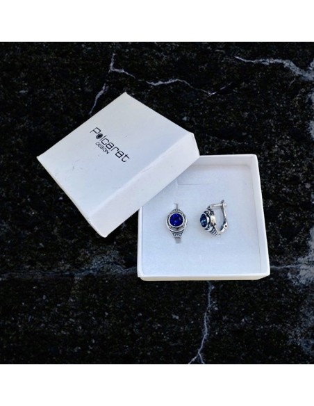 Silver Oxidized Earrings with K3 1882 Polcarat Design Crystal Silver Oxidized Earrings with K3 1882 Polcarat Design Crystal