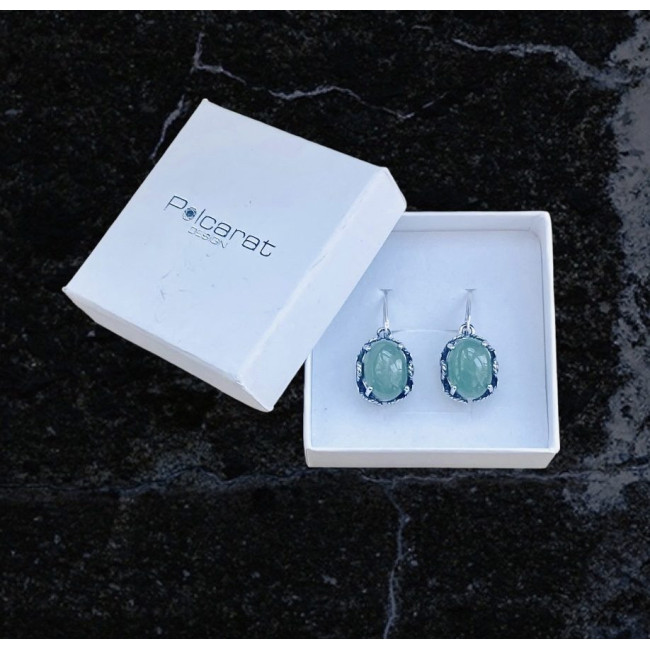 Aventurine K 2129 Polcarat Design Sterling Silver Earrings