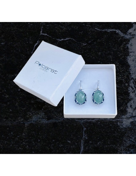 Kolczyki srebrne z awenturynem K 2129 awenturyn|Polcaratdesign.pl Biżuteria