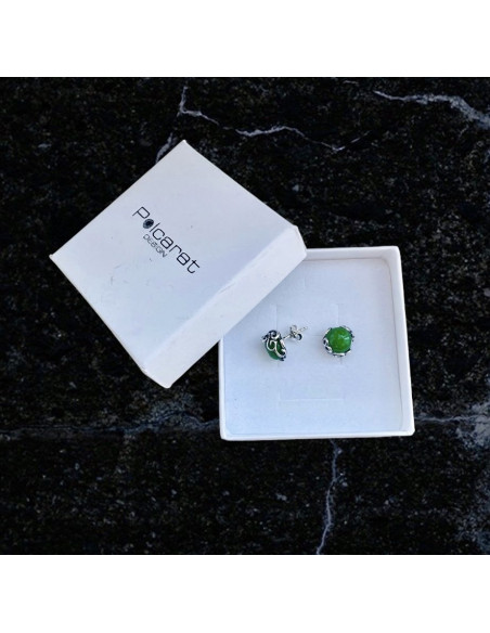 Silver earrings with green agate K2 2135 Polcarat Design