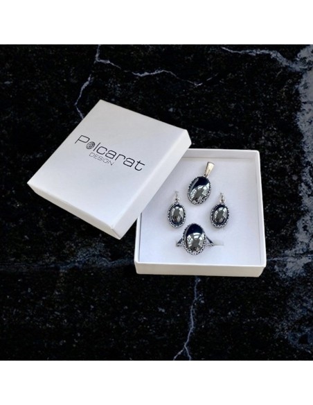 Silver Hematite K 2127 Polcarate Design Earrings