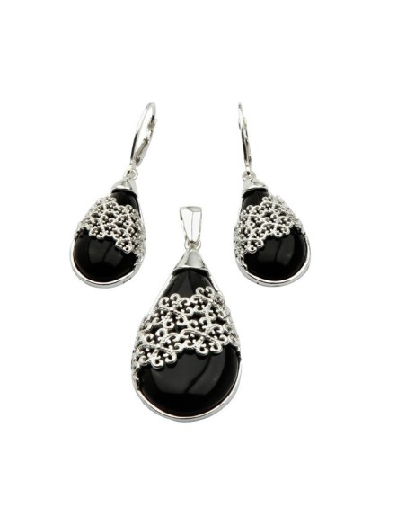 K 1687 Onyx Sterling Silver Earrings