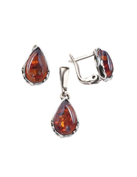 Silver set decorated with amber KPL 1660 Polcarat Design