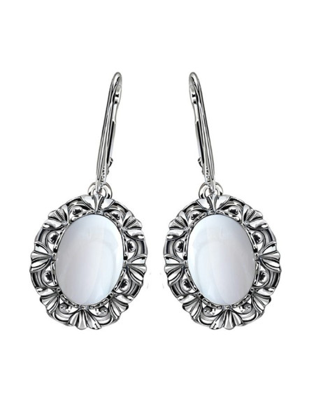 Silver earrings decorated with mother of pearl K 2136 Polcarat Design