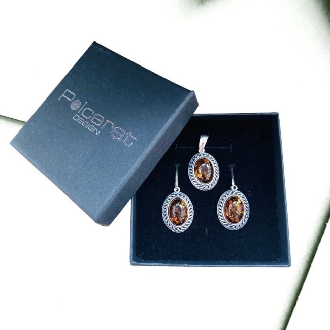 Silver set with amber KPL 1967 Amber Polcarat Design