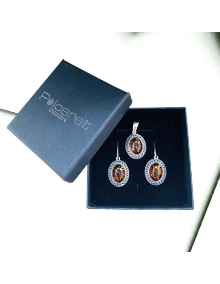 Silver set with amber KPL 1967 Amber Polcarat Design