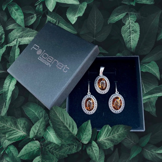 Silver set with amber KPL 1967 Amber Polcarat Design