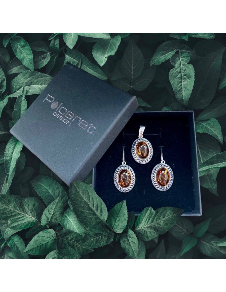 Silver set with amber KPL 1967 Amber Polcarat Design