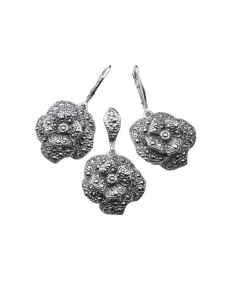 Silver set with flowers set 993
