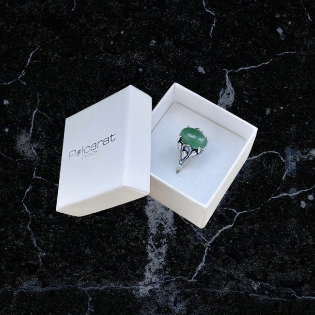 Silver ring decorated with natural aventurine PK 2129 Polcarat Design