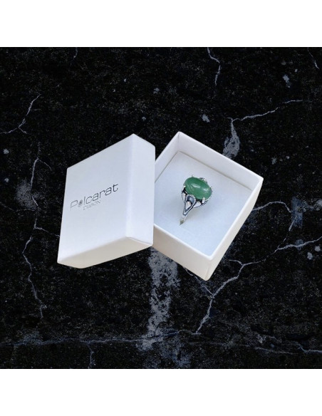 Pierścionek srebrny z awenturynem PK 2129 awenturyn|Polcaratdesign.pl Biżuteria