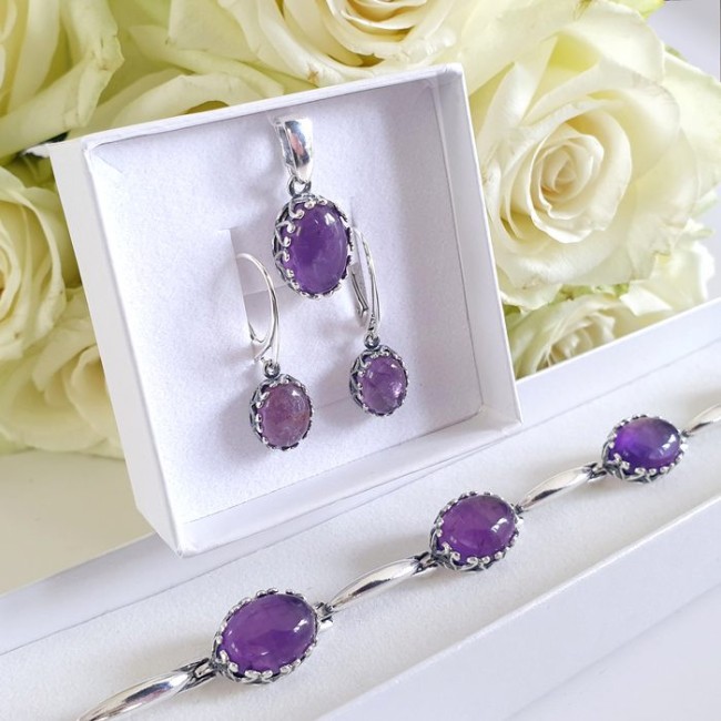 Silver ring with amethyst pk 2131 Polcarat Design