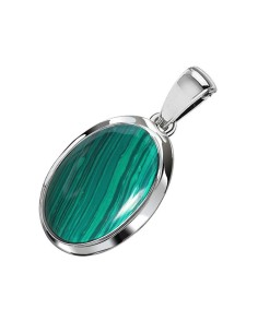 Silver pendant with malachite