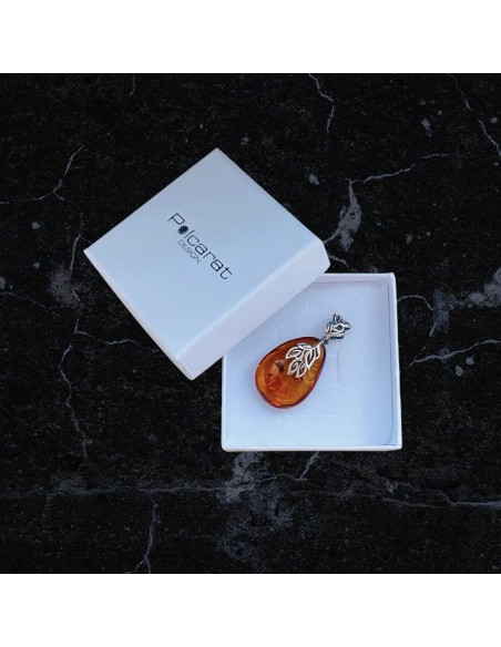 Unique amber pendant with silver charm BW 056