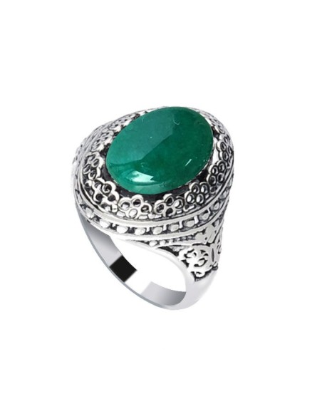 Silver ring decorated with green agate pk 2023