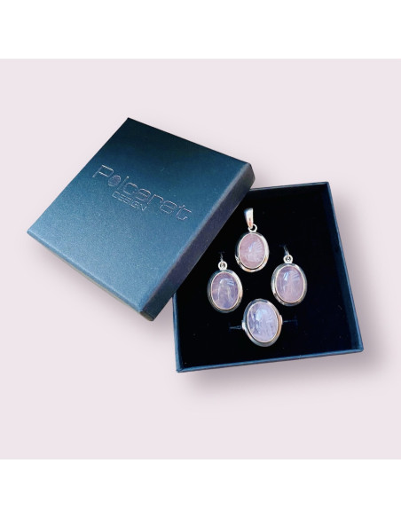 Silver set with natural pink quartz KPL 585 Polcarat Design