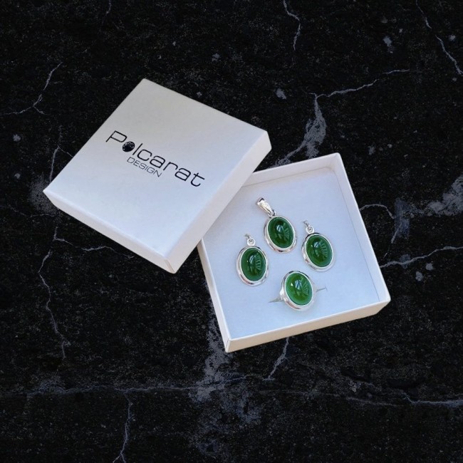 Silver set with natural agates KPL 585 Polcarat Design