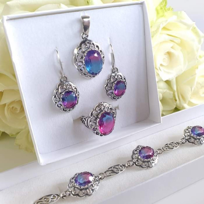 Silver bracelet with crystals L 2137 - Polcarat Design