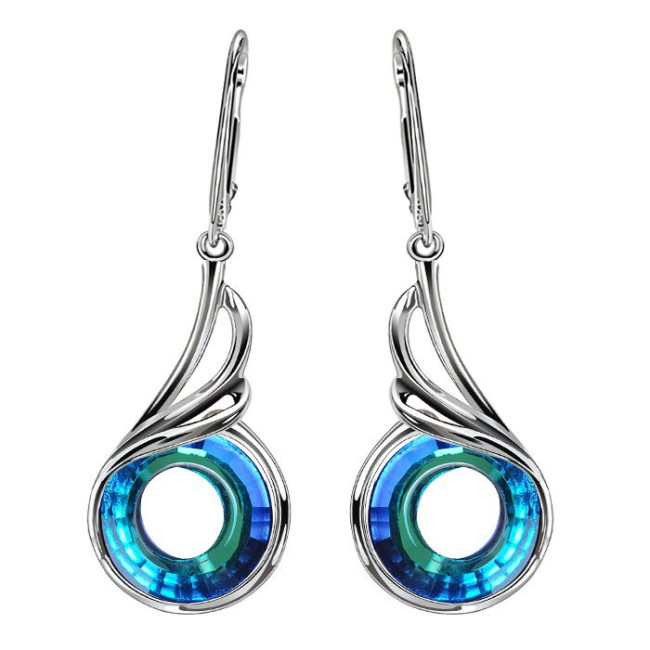 Bermuda blue silver earrings with crystals 2113