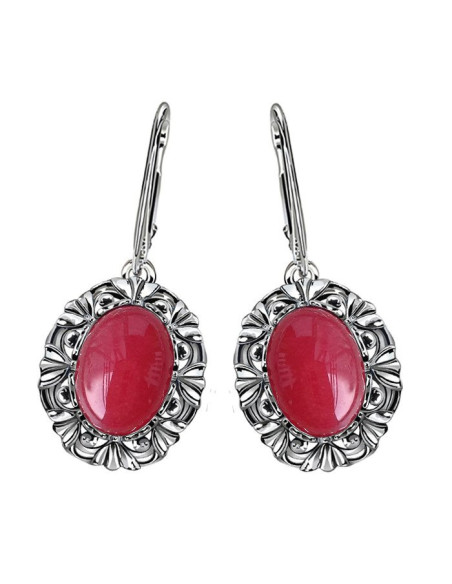 Silver earrings with rubies