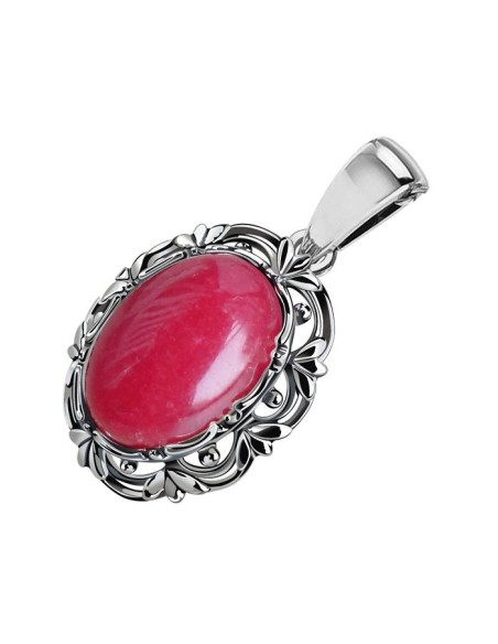 Silver pendant decorated with ruby cabochon W 2136 Polcarat Design